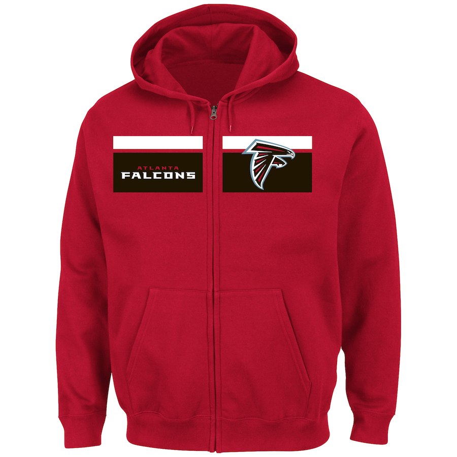 Men's Atlanta Falcons Red Majestic Touchback Full-Zip 2018 NFL Hoodie